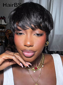 Pixie wig straight Glueless Drawstring Wig 100% Human Hair