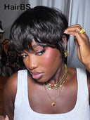 Pixie wig straight Glueless Drawstring Wig 100% Human Hair