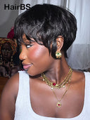 Pixie wig straight Glueless Drawstring Wig 100% Human Hair