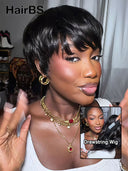 Pixie wig straight Glueless Drawstring Wig 100% Human Hair