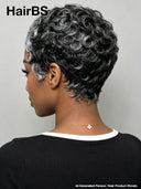 Salt and Pepper finger wave glueless wig pixie cut 100% Human Hair 