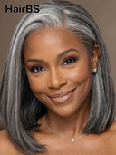 13x4 lace front Wig salt and pepper straight bob 10 inch 100% Human Hair