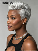 Full lace wig pixie silver 100% Human Hair