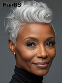 Full lace wig pixie silver 100% Human Hair