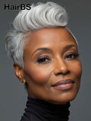 Full lace wig pixie silver 100% Human Hair