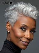 Full lace wig pixie silver 100% Human Hair