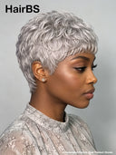 Full lace wig pixie cut sliver gray