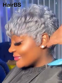 Full lace wig pixie cut sliver gray