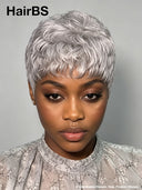 Full lace wig pixie cut sliver gray