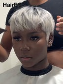 Lace front 13x4 Pixie wig silver