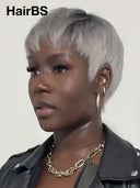 Lace front 13x4 Pixie wig silver