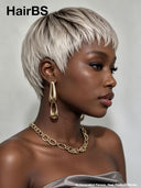 Lace front 13x4 Pixie wig silver