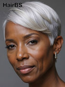 Glueless Wig pixie cut silver straight 100% Human Hair