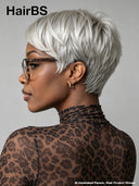 Glueless Wig pixie cut silver straight 100% Human Hair