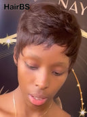 Buy 1 Get 1 Free  pixie wig machine made  2 color 100% Human Hair