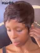 Buy 1 Get 1 Free  pixie wig machine made  2 color 100% Human Hair