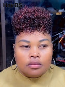 Machine made Burgundy curly wig Topper Unit( NOT A WIG)