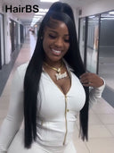 13x4 Lace Front Wig Pre-styled Updo style straight black 100% Human Hair