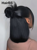 13x4 Lace Front Wig Pre-styled Updo style bob straight 12 inch 100% Human Hair 
