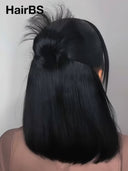 13x4 Lace Front Wig Pre-styled Updo style bob straight 12 inch 100% Human Hair 