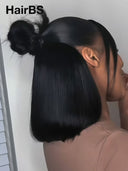 13x4 Lace Front Wig Pre-styled Updo style bob straight 12 inch 100% Human Hair 