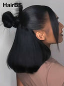 13x4 Lace Front Wig Pre-styled Updo style bob straight 12 inch 100% Human Hair 