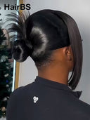 13x4 Lace Front bob Wig Pre-styled Updo straight 14 inch the luxe 100% Human Hair