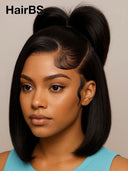 Pre-styled Updo Lace front 13x4 wig 12 inch bob wig 100% Human Hair 