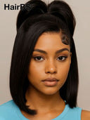 Pre-styled Updo Lace front 13x4 wig 12 inch bob wig 100% Human Hair 