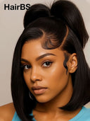 Pre-styled Updo Lace front 13x4 wig 12 inch bob wig 100% Human Hair 