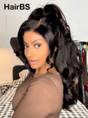 Lace front 13x4 wig Pre-styled Updo body wave 20 inch  100% Human Hair 