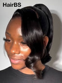Pre-styled Lace front 13x4 wig Updo ponytail body wave 100% Human Hair
