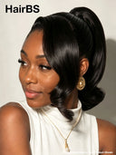Pre-styled Lace front 13x4 wig Updo ponytail body wave 100% Human Hair