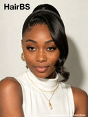 Pre-styled Lace front 13x4 wig Updo ponytail body wave 100% Human Hair