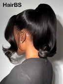 Pre-styled Lace front 13x4 wig Updo ponytail body wave 100% Human Hair