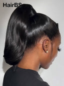 Pre-styled Lace front 13x4 wig Updo ponytail body wave 100% Human Hair
