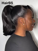 Pre-styled Lace front 13x4 wig Updo ponytail body wave 100% Human Hair