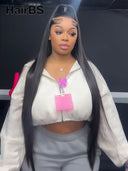 Pre-styled Updo style 13x4 Lace Front Wig 30 inch straight black 100% Human Hair