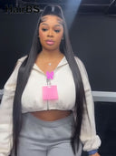 Pre-styled Updo style 13x4 Lace Front Wig 30 inch straight black 100% Human Hair