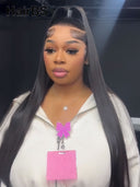 Pre-styled Updo style 13x4 Lace Front Wig 30 inch straight black 100% Human Hair
