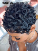 Pixie wig Ready to go Machine Made finger wave 100% Human Hair for black woman