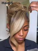 Lace Front wig banquet and wedding hairstyles updo Bridal Collection blonde highlight 100% Human Hair