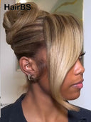 Lace Front wig banquet and wedding hairstyles updo Bridal Collection blonde highlight 100% Human Hair